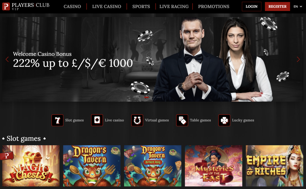 Image of Players Club Casino website