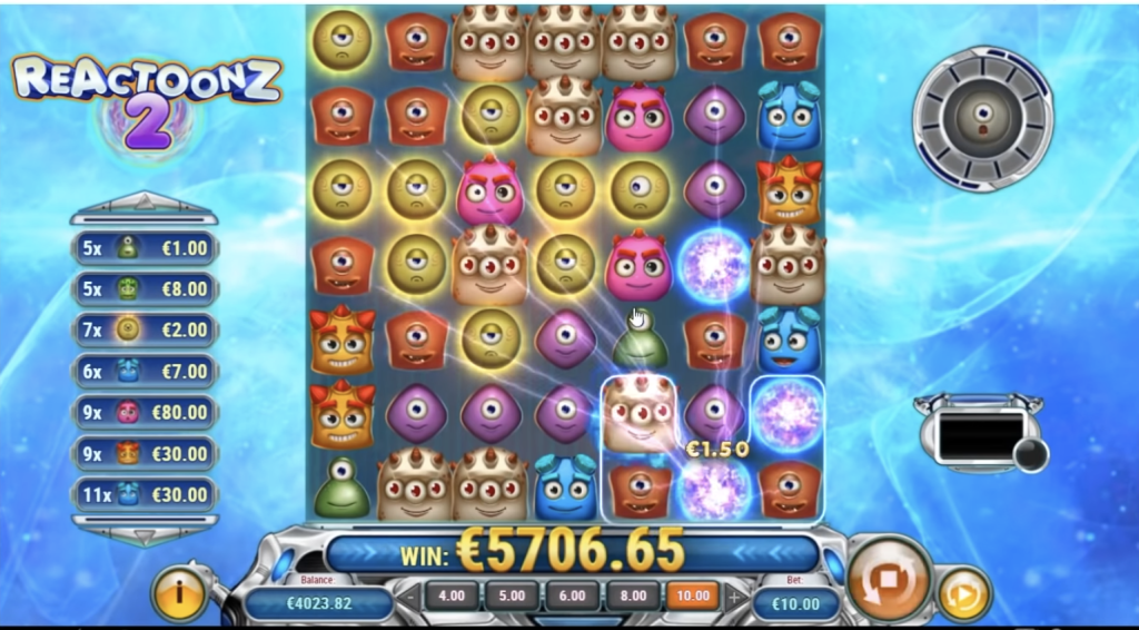 Image of Reactoonz slot in gameplay